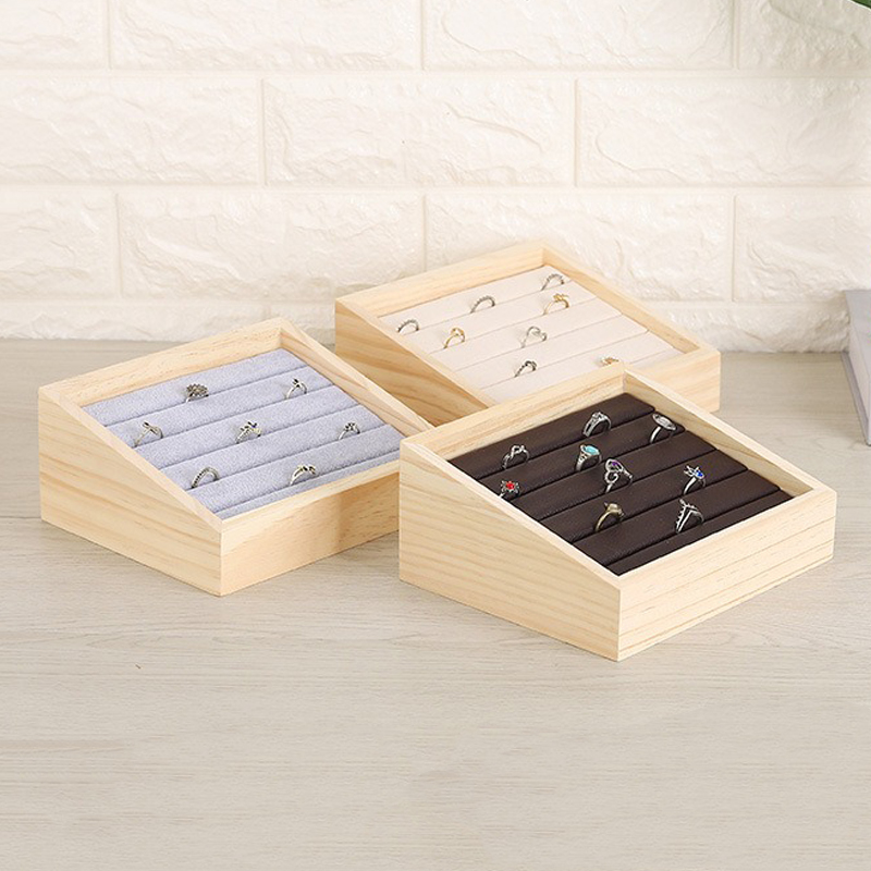 Wood Ring Blank - 1 buah nampan Display perhiasan kayu
